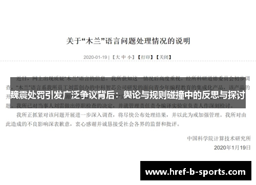 魏震处罚引发广泛争议背后：舆论与规则碰撞中的反思与探讨